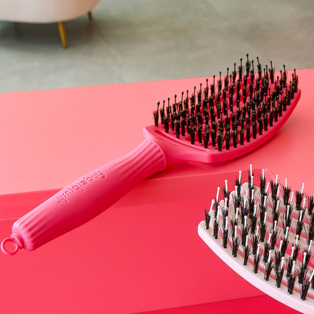 Brosse démêlante Fingerbrush Combo Hot Pink Moyenne Olivia Garden - Image 4