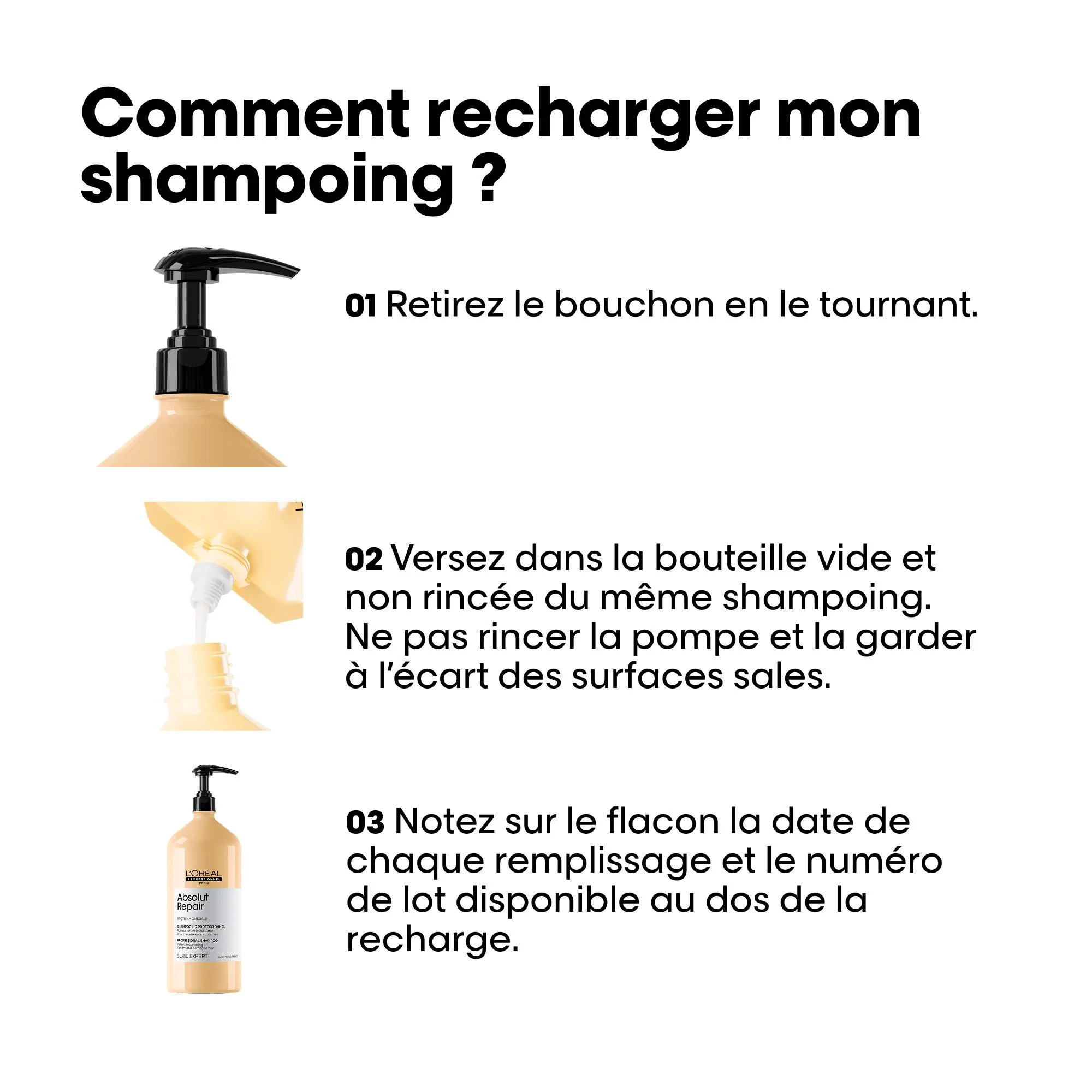 Éco-Recharge Shampoing Absolut Repair L'Oréal Professionnel 1000 ML - Image 5