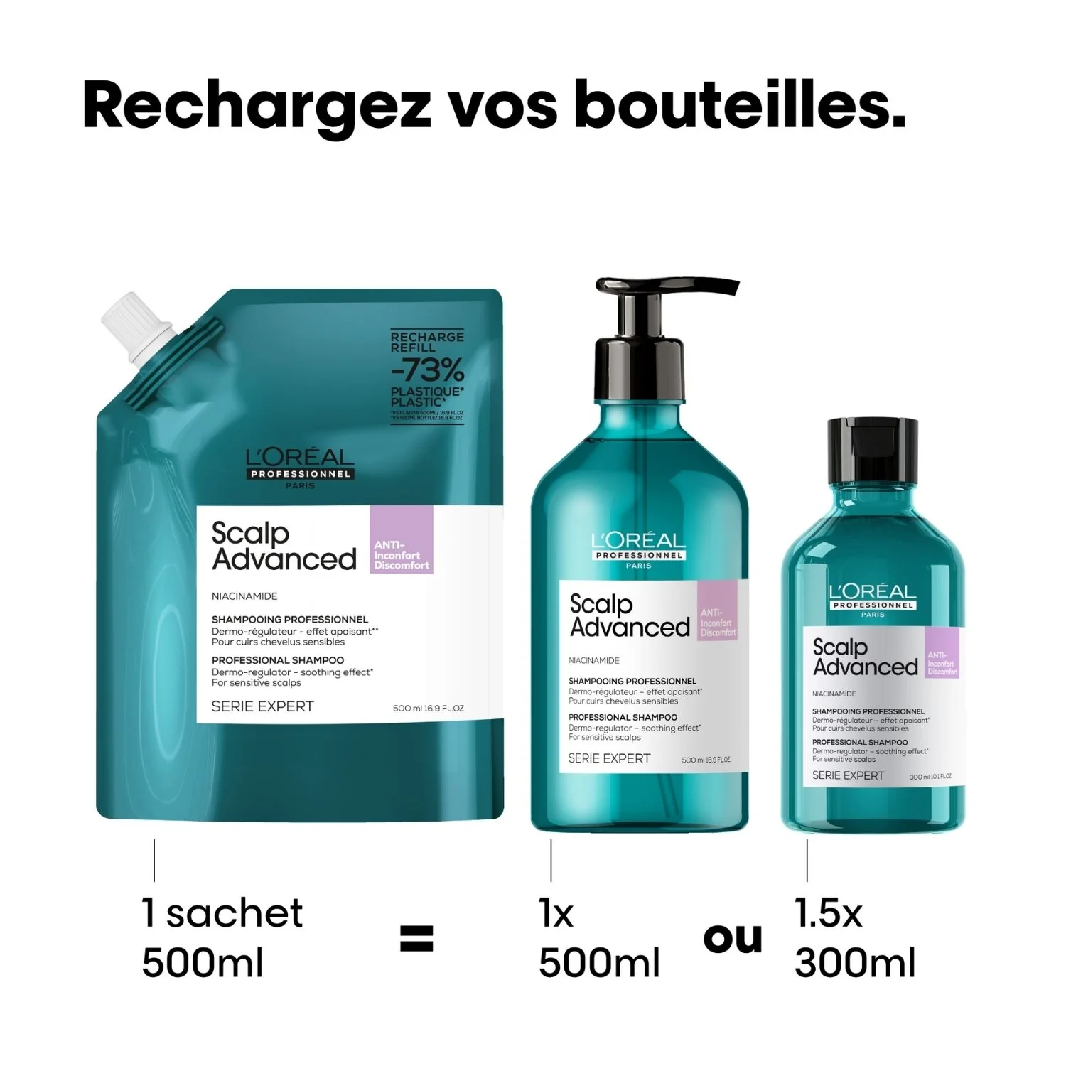 Éco-Recharge Shampoing Dermo Régulateur Anti-Inconfort Scalp Advanced L'Oréal Professionnel 500 ML - Image 3