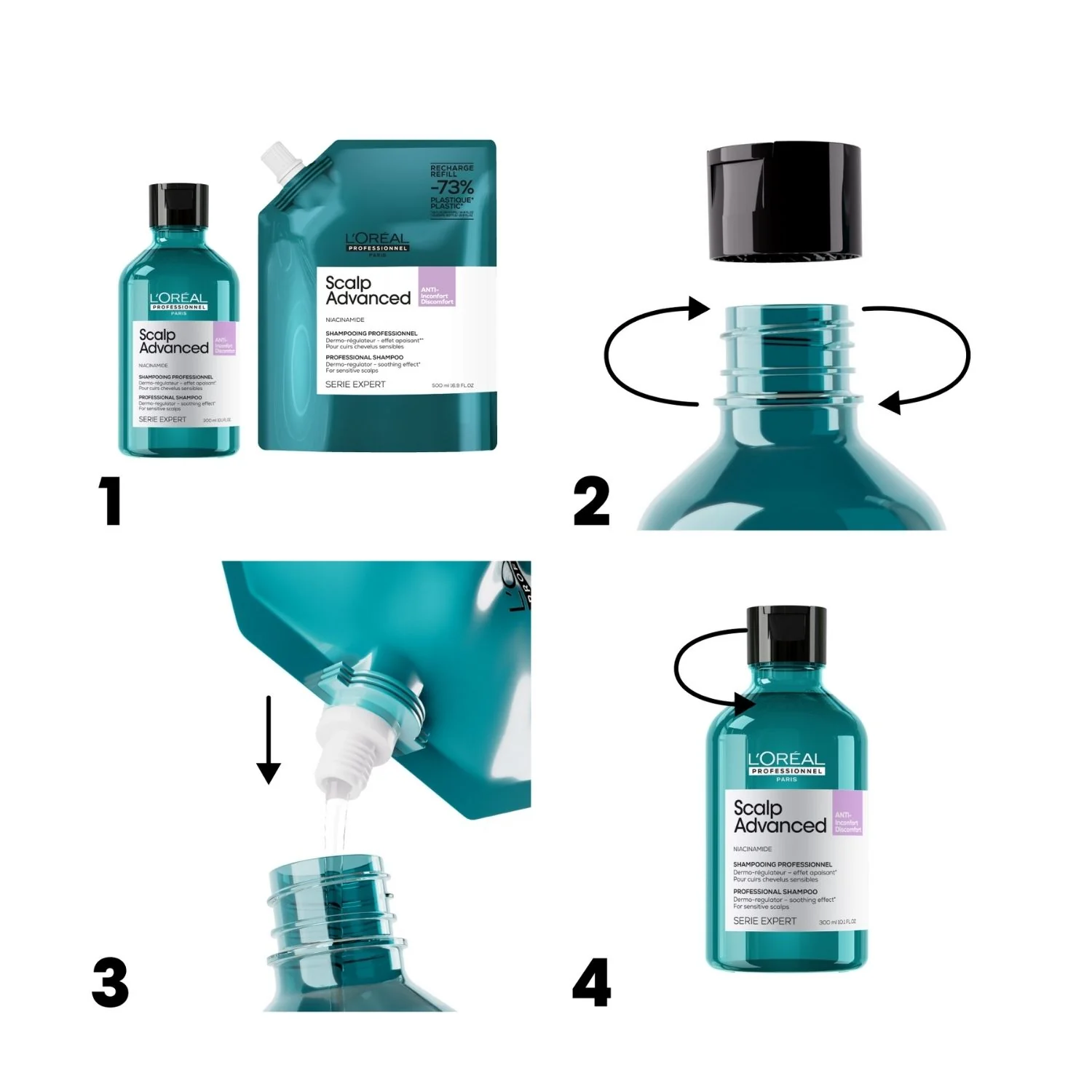Éco-Recharge Shampoing Dermo Régulateur Anti-Inconfort Scalp Advanced L'Oréal Professionnel 500 ML - Image 5