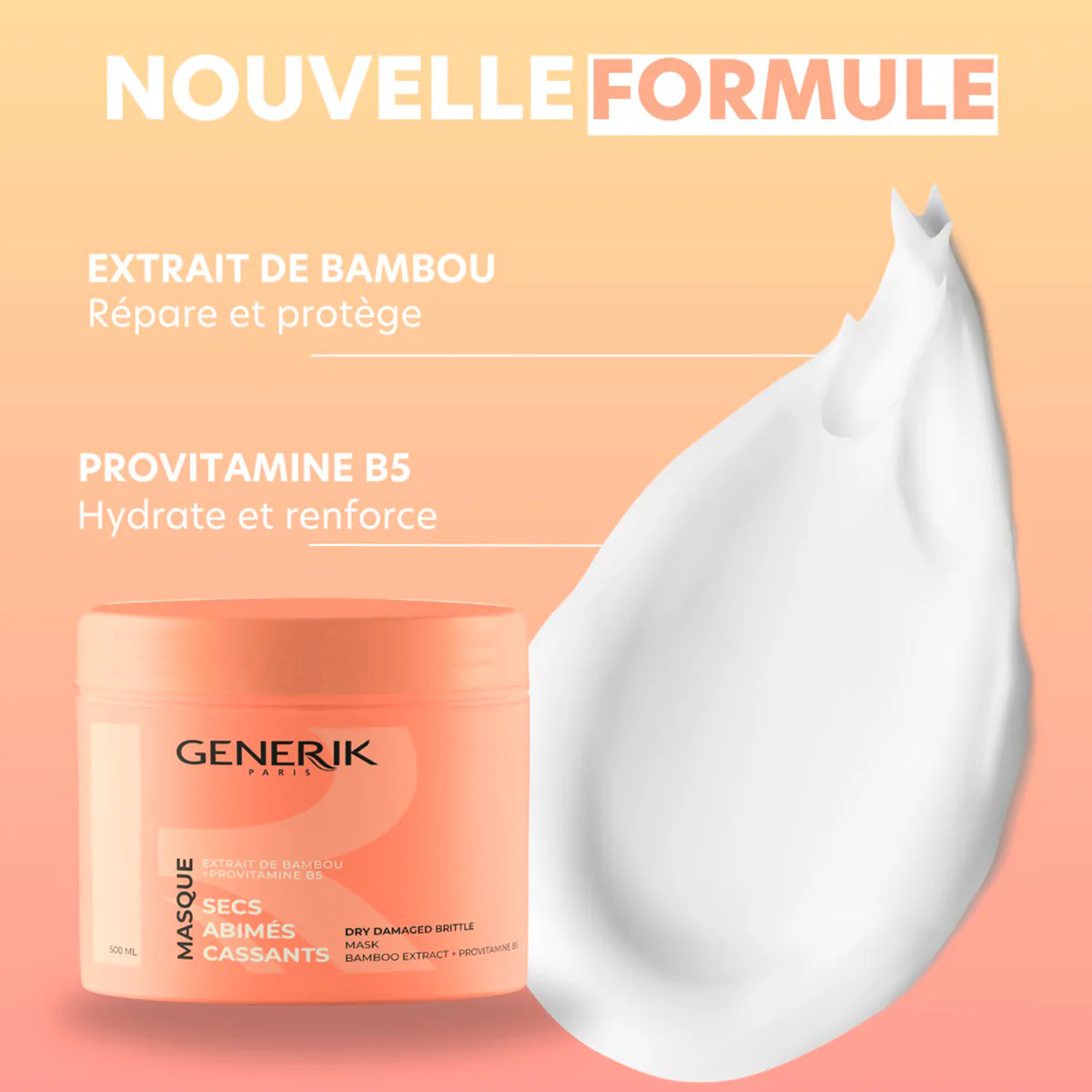 Masque Cheveux Secs/Abîmés/Cassants Generik - Image 3