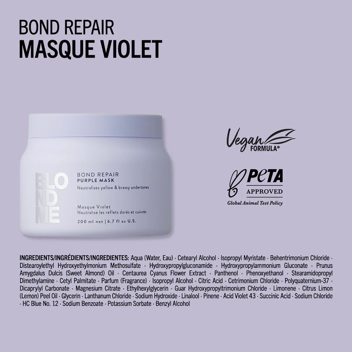 Masque Violet Neutralisant Blond Me Bond Repair Schwarzkopf 500 ML - Image 5