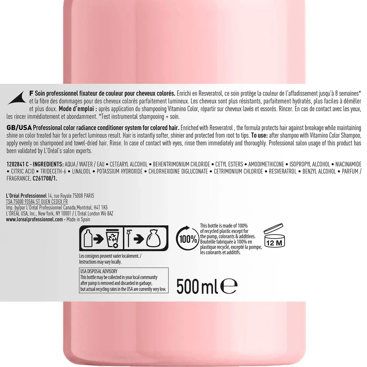 Shampoing Vitamino Color L'Oréal Pro 500 ML - Image 3
