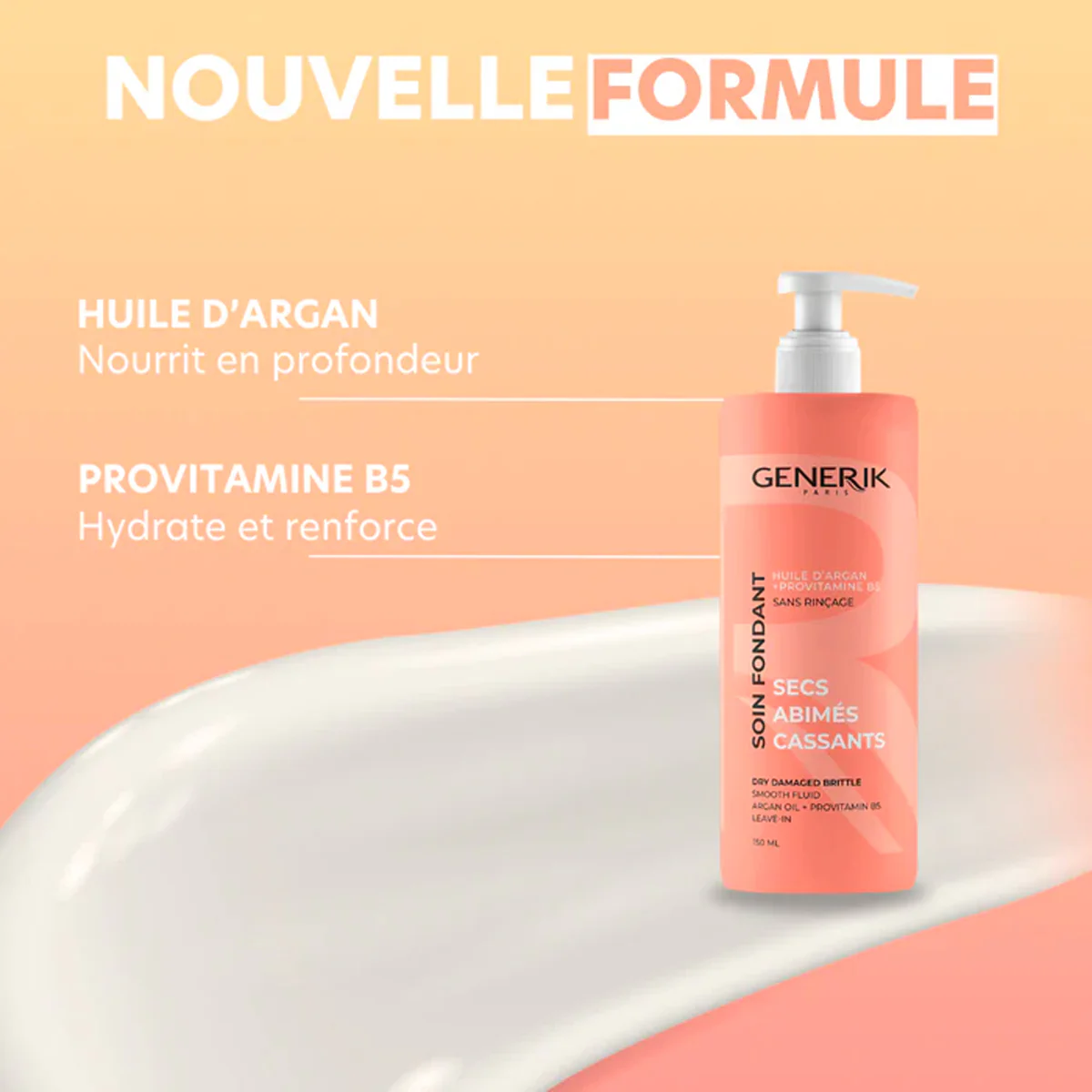 Soin Fondant Cheveux Secs/Abîmés/Cassants Generik 150 ML - Image 3