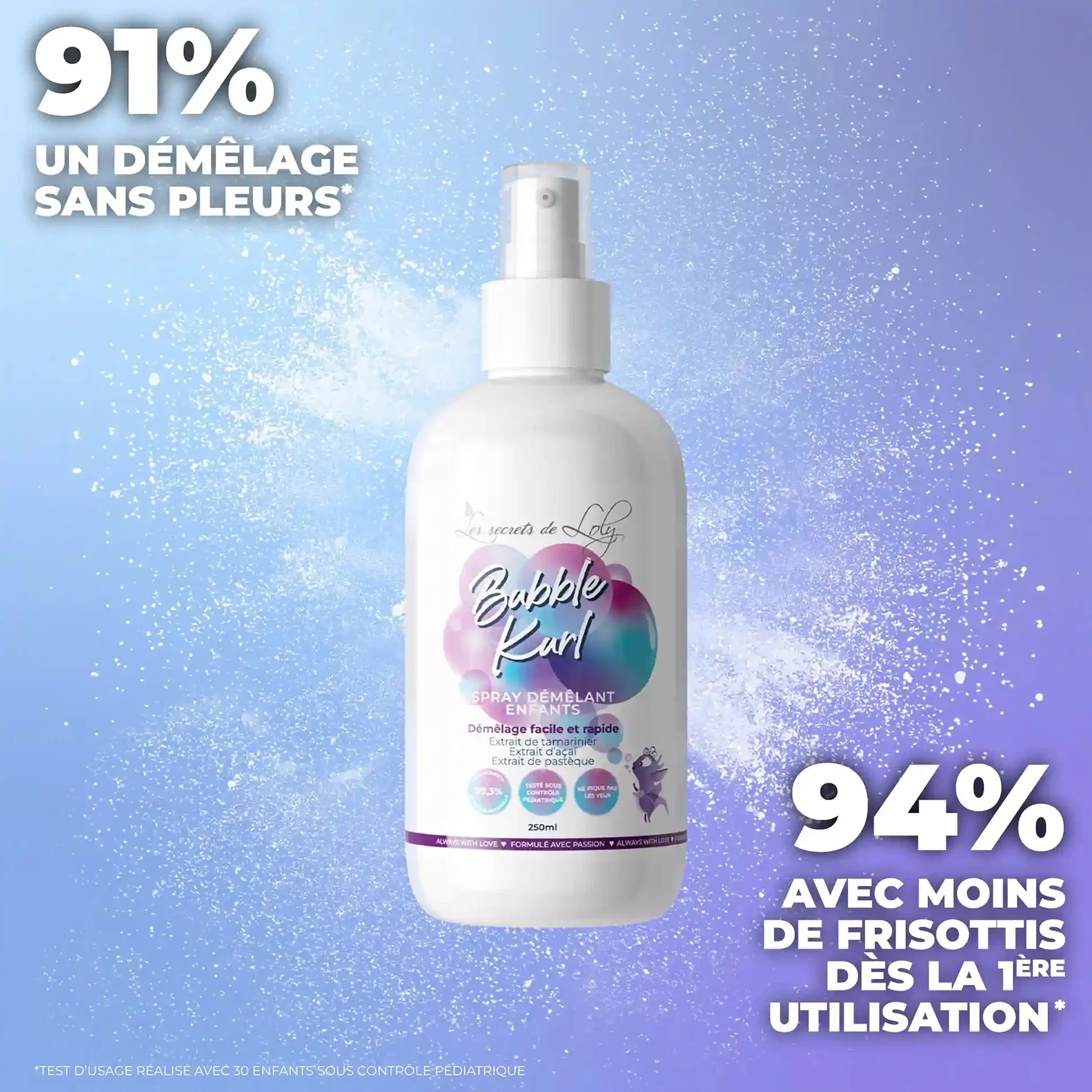 Spray Démêlant Enfant Bubble Kurl Les Secrets de Loly 250 ML - Image 4
