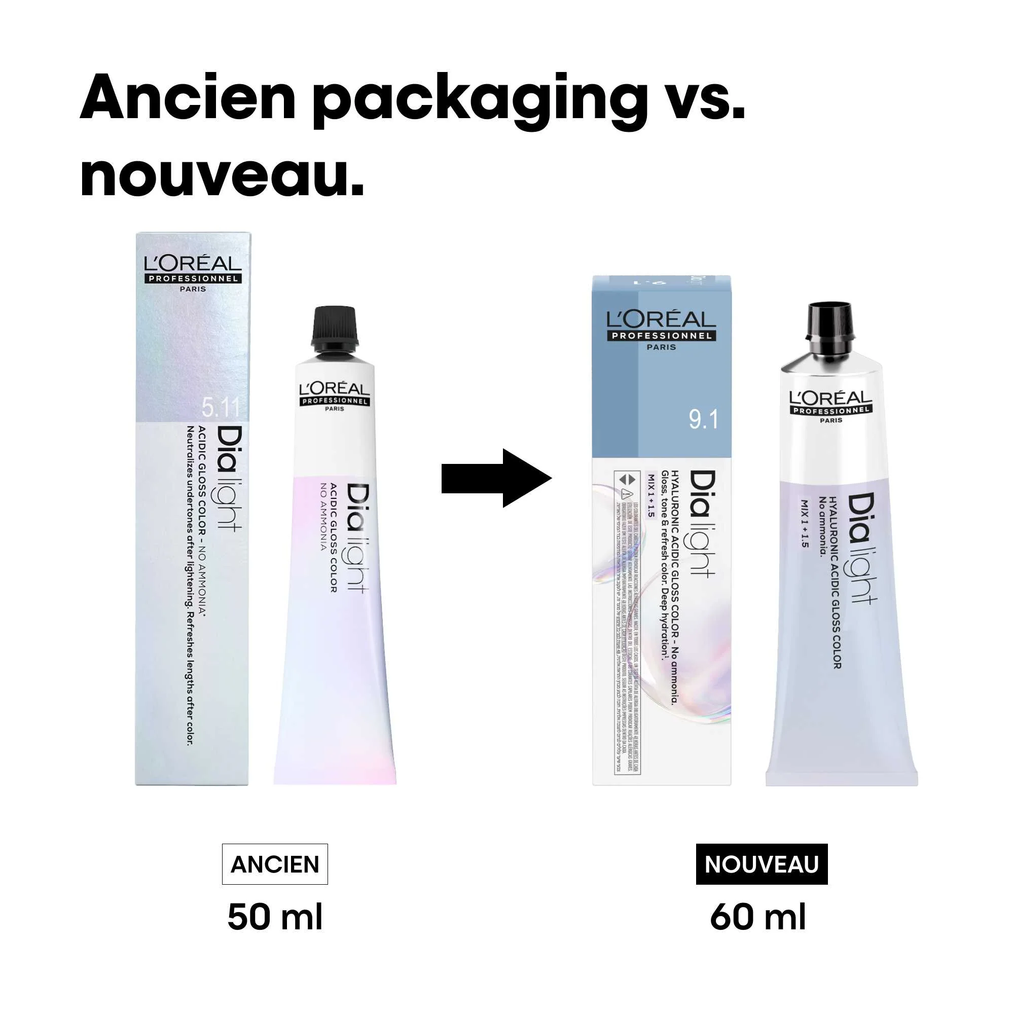 Tube Coloration Dia Light L'Oréal Professionnel 60 ML (NOUVELLE FORMULE) - Image 2